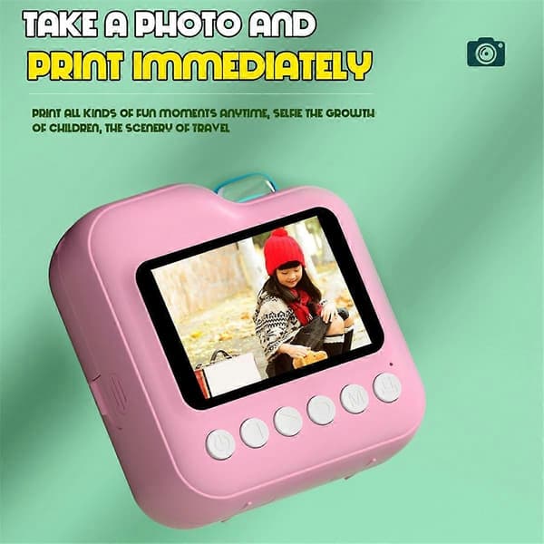 Kids Instant Printer Camera Gift Children Digital Video Camera Photo Thermal Printing Camera Pink