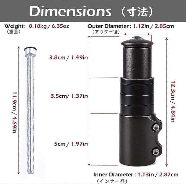 2025 Suitable MTB Bicycle Steerer Tube Extender, Height Adapter, Adjustable Ahead Stem, Aluminum Bicycle Handlebar