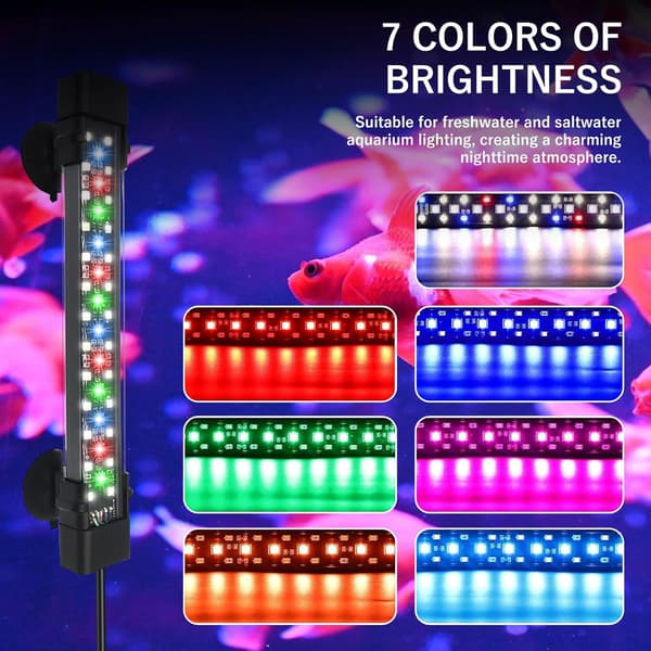 Aquarium Lighting - 20 cm - 8 W - With Remote Control - LED Aquarium Lamp - IP68 Waterproof - 7 Colors - Adjustable Timer [Energy Class A]