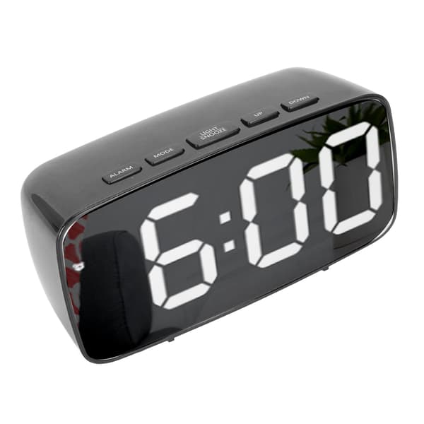 Digital väckarklocka Stor speglad LED-display Klocka Batteri USB-laddning Dubbel användning Elektronisk klocka för sovrum Studentrum