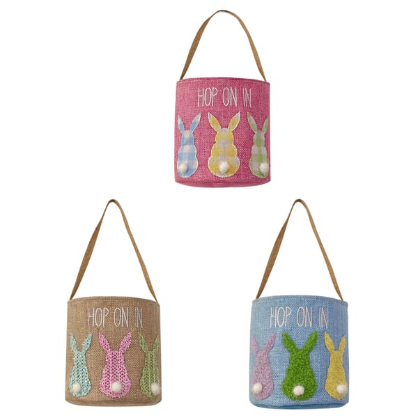 Non-woven Easter Egg Basket Portable Cute Bunnies Storage Bag Multifunctional Easter Toy Storage Bucket Blue Blue