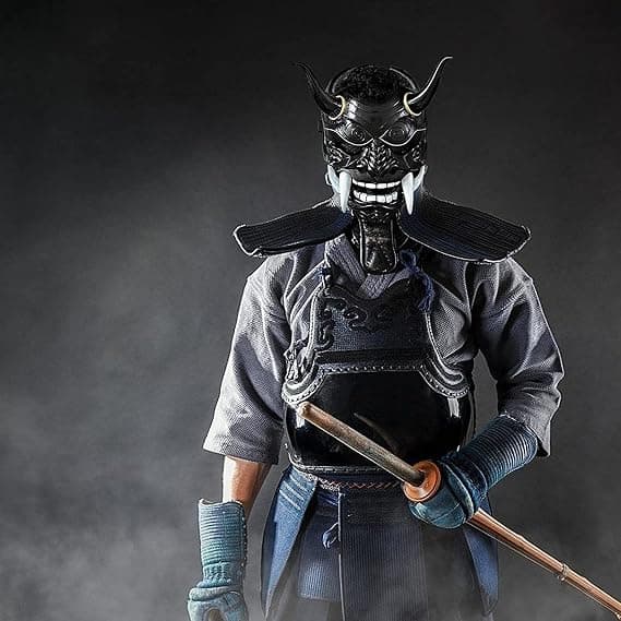 Röd Grå Japansk Samurai Mask Hannya Oni Samurai Latexmask, Halloween Demon Kostym Mask, Samurai Cosplay Mask j