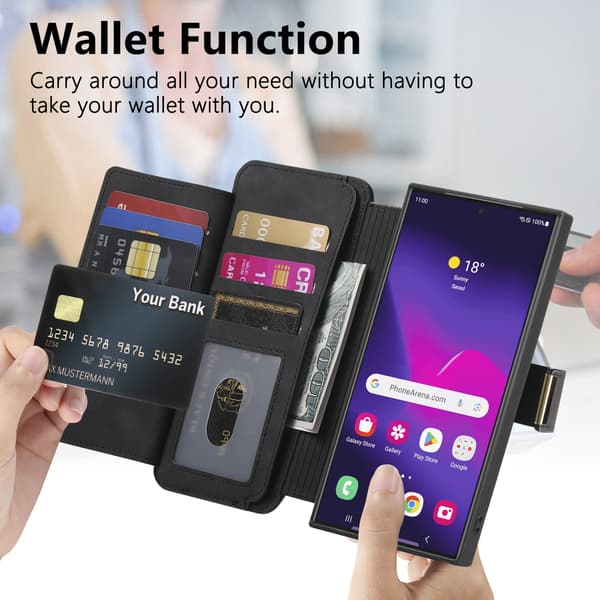 Magnetic Detachable Wallet Case for Samsung Galaxy Phone - Black Samsung Galaxy S23 Ultra