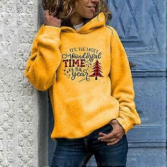 Julefleece-hættetrøjer til kvinder Langærmede bløde sweatshirts Julegrafiske hættetrøjer Afslappet sød pullover-top med hætte Rød S Rød S Rød S Red S