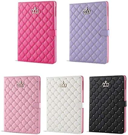 Fodral för iPad 9.7 2018 2017/ iPad Air 2, Diamant Sött Elegant PU Läder Smart Auto Sleep/Wake Ställ Apple iPad 5:e/6:e/iPad Air (Rosa)
