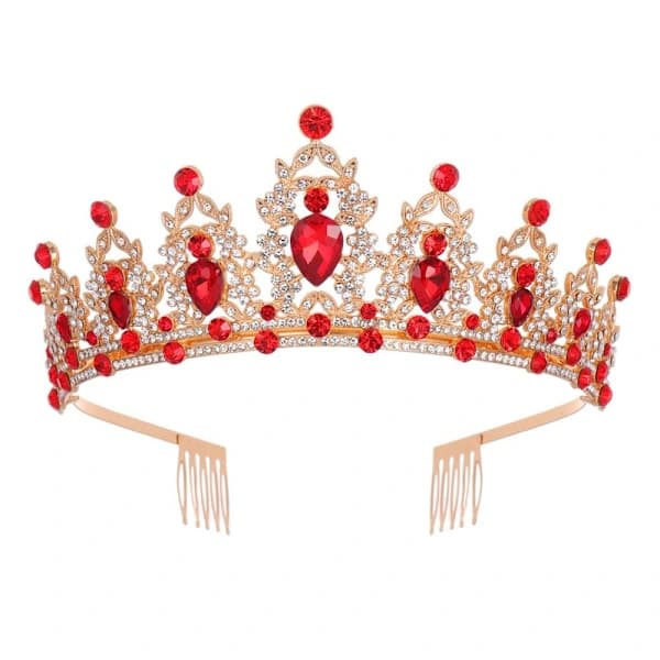 Ylellinen barokki vintage morsiuskruunu tiara PUNAINEN Punainen