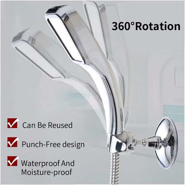 Adjustable Handheld Shower Holder Chrome Shower Wall Mount Used for Standard Shower Hose Powerful Suction Cup Manual Wall Mounted Set of 2
