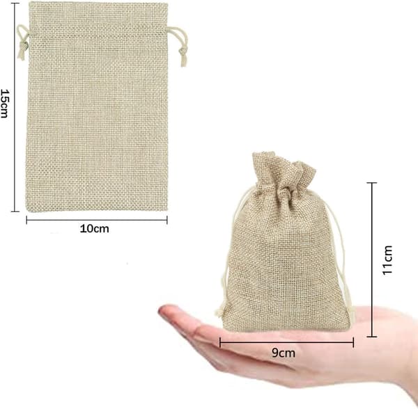 30-pack Intckwan Jutesäckar, 10x15 cm, Små Presentpåsar med Dragsko-FA-