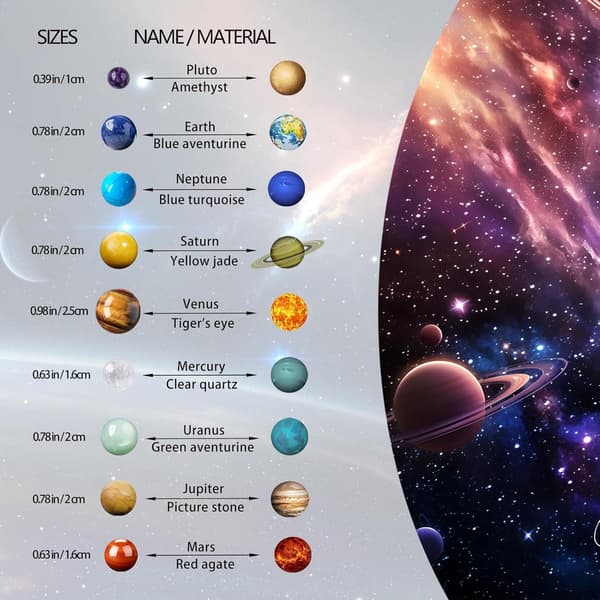 Solar System Model with Nine Planets Crystal Ball - Natural Crystal Gemstone Marble Space Home Office Decoration - Exquisite Crystal - Creative Gifts