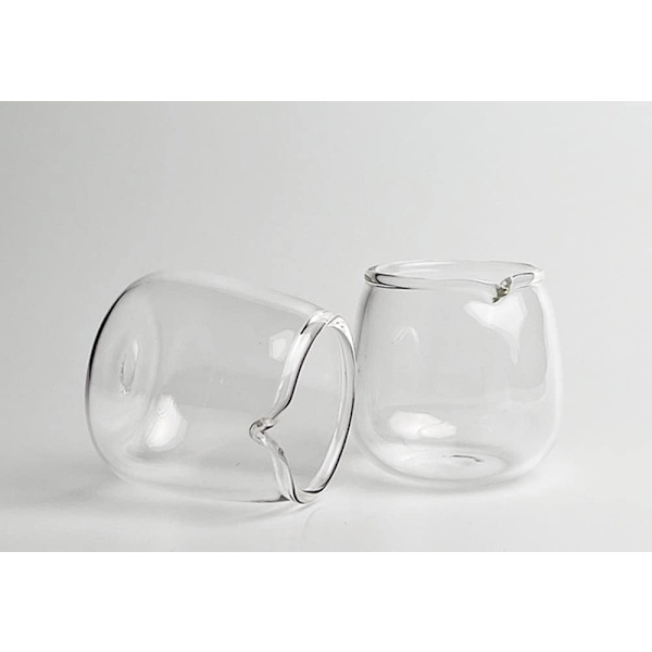 2 stk. mini flødekander i glas, mælkekander, sovsekander, til kaffeservering, 60 ml -