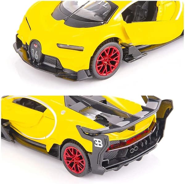 Bugatti Vision Gt Superbil 1/32 Zinklegering Trykstøbt Træk Tilbage Bilmodel Legetøj Lyd Og Lys Til Dreng Pige Gavegul