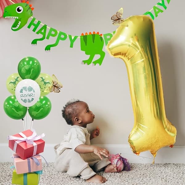 Gull Digital Helium Folie Bursdagsballonger (Nummer 4, Gull)