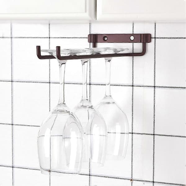 Single Row Iron Wine Glass Holder, Wall Mounted Wine Glass Rack Kitchen Home Bar Shelves Decoration