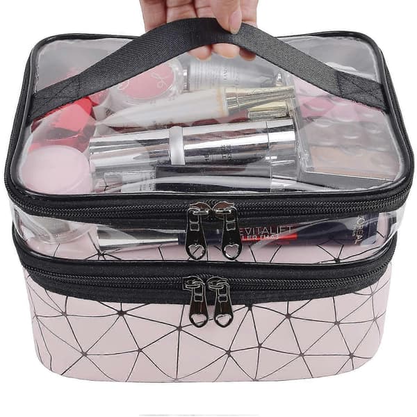 2023 - Makeuptasker Dobbeltlag Rejse Kosmetiktasker Makeup Organizer Toilettasker (pink (ShiKai)