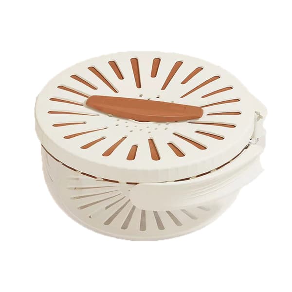 2026 New Drain Basket with Lid - 2-in-1 Multifunctional Drain Basket with Foldable Handle, Sink Basket brown