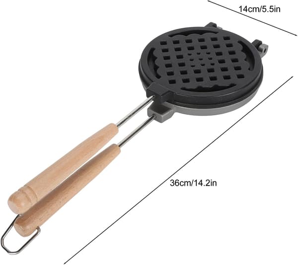 Waffle Iron with Double-Sided Waffle Plate, Non-stick Cooking Plate, Waffle Iron with Removable Handle for Waffles, Sandwiches, Toast