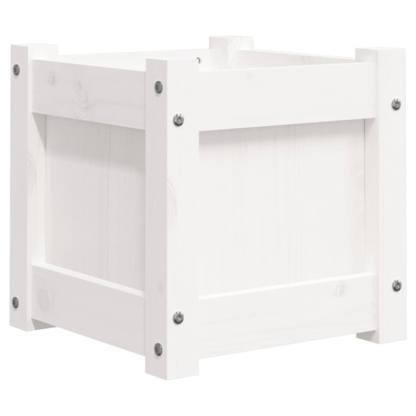 Plant box white 31x31x31 cm solid pine