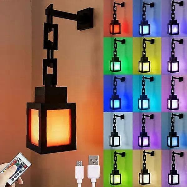 Pixelated Night Light - 16-Color RGB Remote Control, USB Rechargeable Design, Costume-FA-