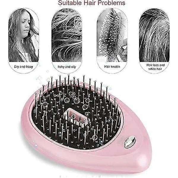 Jonisk Vibrations Mini Massage Jonisk Hårbørste (Pink) 10,5*7,5cm