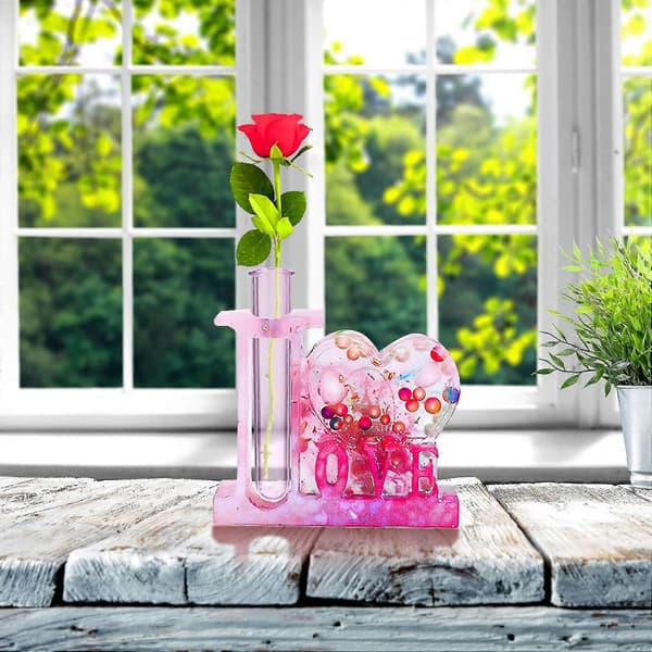Kjærlighetshjerte Blomstervase Hydroponisk Planteformering Stasjon Epoksyharpiksform Dekorasjon Silikon Mo