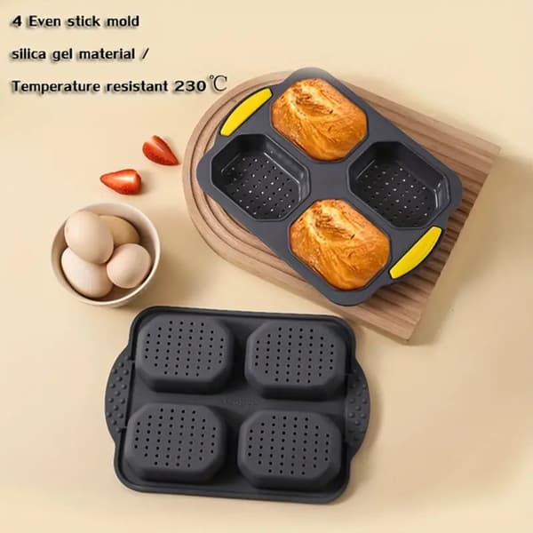 4 Hulrum Hamburger Bolle Form Bageplade Husholdnings Genanvendelig Form til Boller Grey
