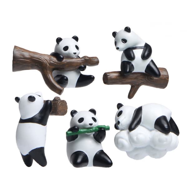 1 stk. panda, der spiser bambus, magnetisk køleskabsmagnet i harpiks