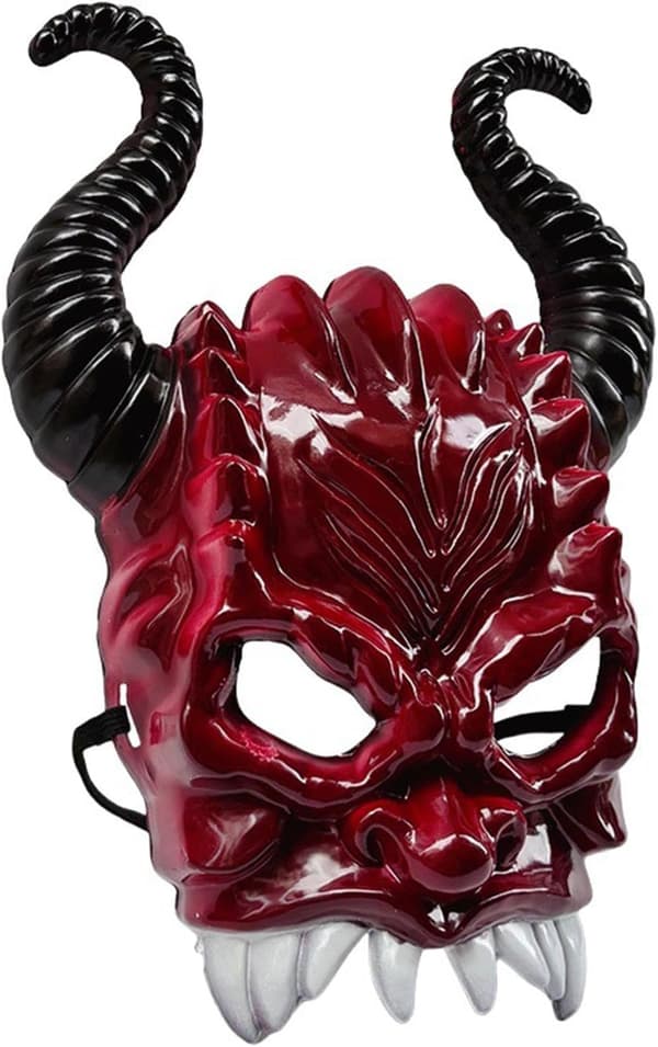 Halloweenmask med horn, halvmask, justerbar, ventilationshål -