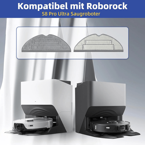 8-pakkaus kaksoisvärähtelyä Conner Mop Padilla Roborock S8/S8+/S8 Plus Harmaa Grey 154