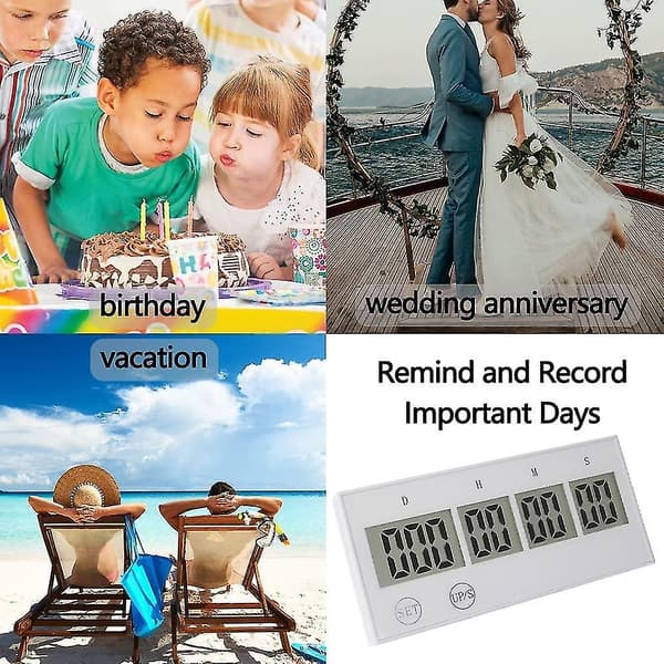 Reusable Countdown Clock For All Big Events In Your Life | Up To 999 Days Countdown Timer (FMY) White White