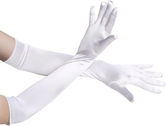 Lange satinhandsker til kvinder - handsker til bryllup - satinhandsker - klassisk aftenkjole. Hvid