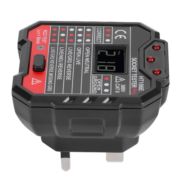 Socket Tester Digital Display Office Leakage Test Portable Plug Detector UK Plug 110-220V