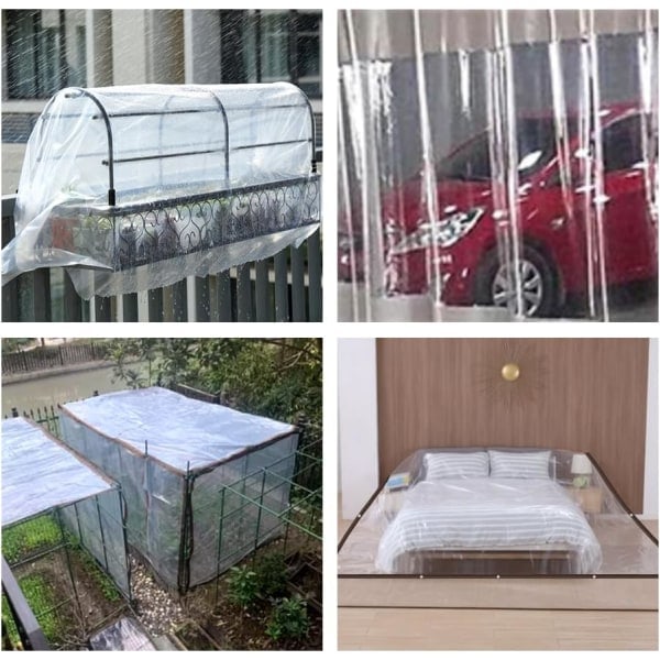 Transparent presenning regnskydd för balkongskydd, väderbeständig, hopfällbar presenning, lämplig för trädgårdsbruk utomhus i växthus (3m x 4m)