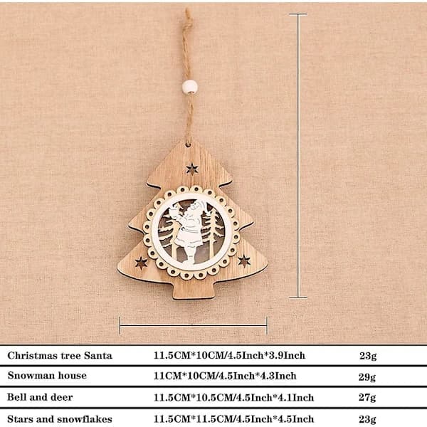 [EN] Christmas Tree Decorations Luminous Small Hanging Scene Layout Santa Claus Snowman Reindeer Christmas Tree Ornament Snowflake Section 4 pcs