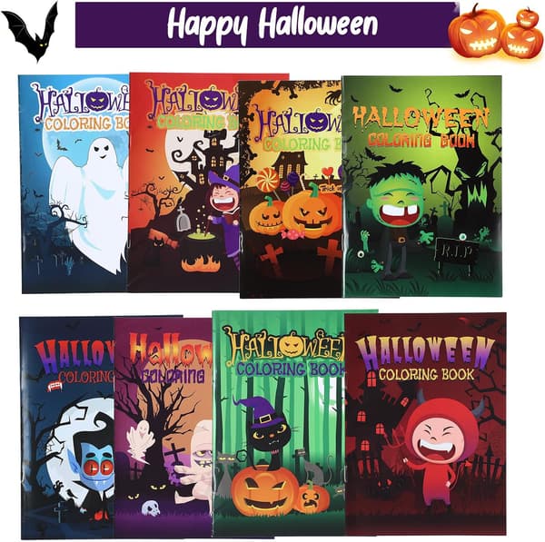 24 delar Halloween målarböcker Minibok Spöklik spökhäxa pumpa ritbok Godispåsefyllare presenter