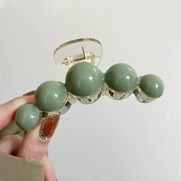 Store grønne perlehårklemmer til kvinder, elegante akrylklemmer, skridsikre og sikkert greb, perfekte til tykt/tyndt hår