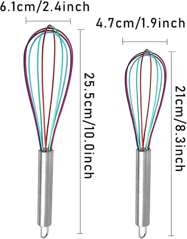 2-pakning silikonvisper (10\" & 8\"), minivispsett, kjøkkenvisp