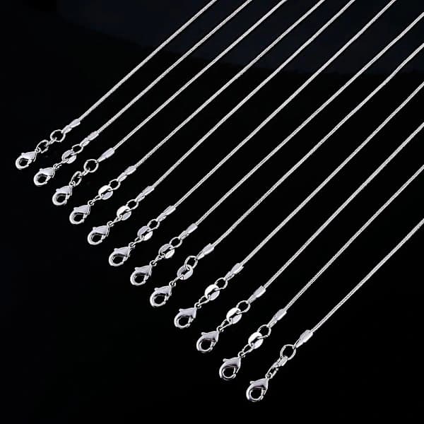 12 Pieces Silver Plated 1.2mm Snake Chains: 18 Inch Long Chains With Lobster Clasp For Jewelry Making
