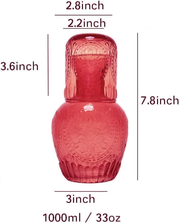 Relief Glas Seng Karaffel Juice Kande med Glas -