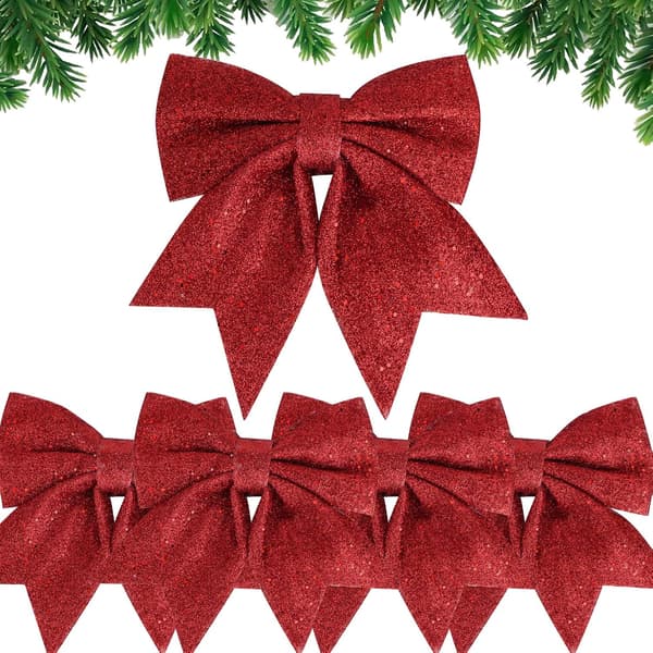 5 store julebåndssløjfer 24 cm stor størrelse julesløjfer bånd B