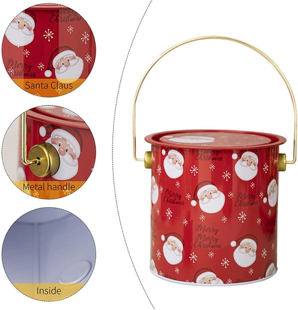 Christmas Gift Boxes, Christmas Candy Containers, Round Cookie Tins, Small Christmas Tin Box - Decorative Christmas Candy Bowl, Empty Tin Cans, Jar