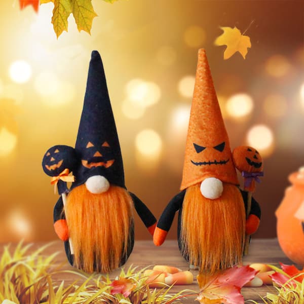 Halloween/2-pak dværgfigurer/dekorationer/ansigtsløse dukker vindue