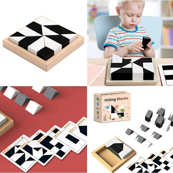 Kreativa Dolda Block 3D Utbildningsspel för Småbarn - Förskolefärg Formmatchning Hjärnspel