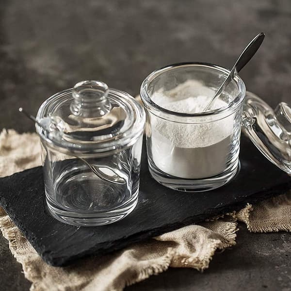 Classic Clear Glass Sugar Bowl with Lid, Serving Spoon, Salt Shaker, Pepper Storage Jar, Spice Jar, Container, Sugar Box, Spice ...
