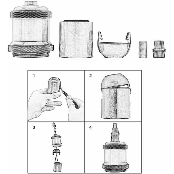 Et sett med 3-Socket E27 Spiral DIY Retro Lampeadaptere for Hengende Lampeoppheng, Antikk Gull