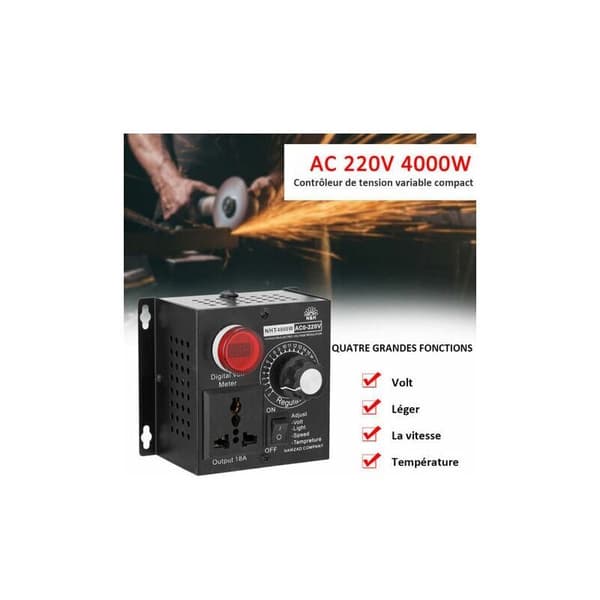 AC 220V 4000W Kompakt Kontroller Variabel Spänning Bärbar Hastighet Temperatur Ljus Justerbar Spänning Dimmer - Rwconverter av Spänning