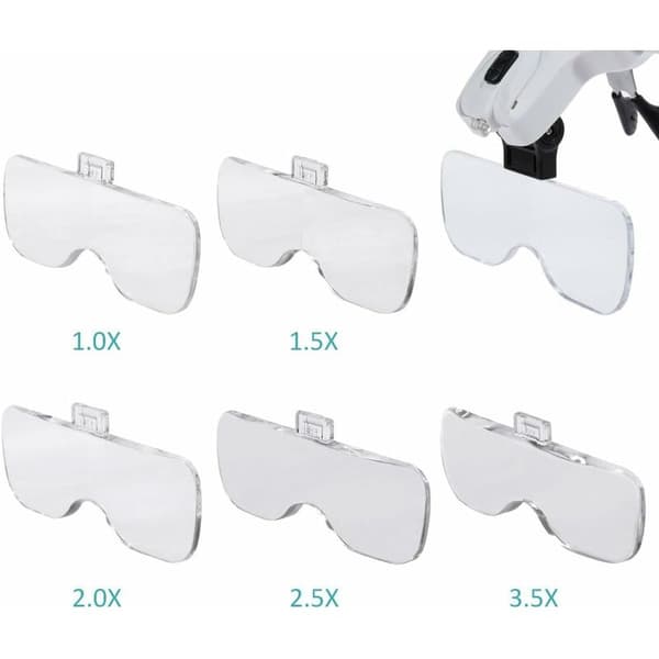 Magnifying Glass 2 LED Lights 5 Lenses Adjustable Magnification Interchangeable 1.0x 1.5x 2.0x 2.5x 3.5x Cleaning Cloth for Work Electronics Repair