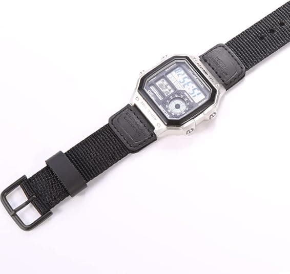 Nylon Canvas Watch Strap Compatible with AE-1200WH/SGW-300/AQ-S810W (18mm Convex Lug)