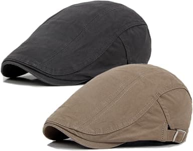 2-pakning Newsboy grå/Khaki hatter for menn Flat Cap Bomull Justerbar