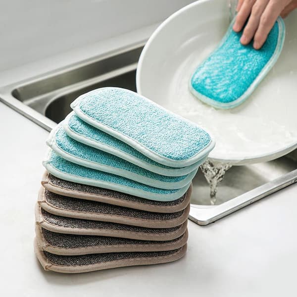 1 stk. (rød) Vaskbare og gjenbrukbare svamper - Mikrofiber dobbeltsidig