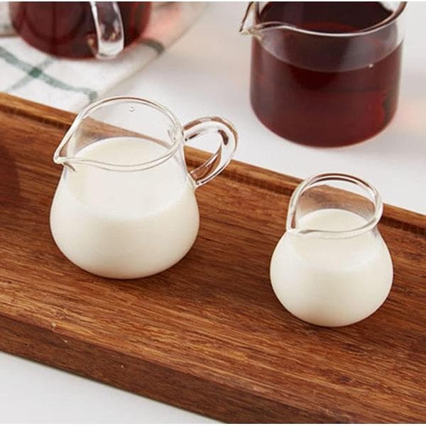 4 kpl Mini lasinen kermakannu kastikekaadin kahvalla, 2 oz - 4 kpl 4pcs